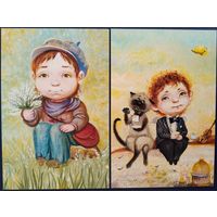Две детские,сюжетные открытки. К.Ольховская. Россия. 2015 г.
