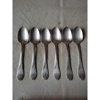 Ложки десертные СССР, мельхиор, комплект 6 шт. См. описание.