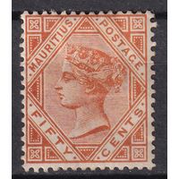 4.BrKM. Великобритания. Колонии. Маврикий. Виктория. Стандарт. 50C. 1887 г. Mi.#70.