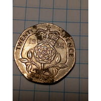 20 пенсов Великобритания  1992 год