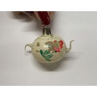 Елочная игрушка чайник заварник ручная роспись СССР