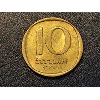 Израиль 10 агорот 1977 желтая монета -2-