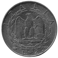 КОРОЛЕВСТВО ИТАЛИЯ. 2 ЛИРЫ 1940 XVIII.