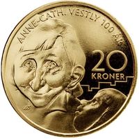 Норвегия 20 крон, 2020 100 лет со дня рождения Анне-Катарины Вестли UNC