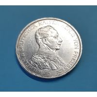 Германия. 3 марки. 1914 год. Вильгельм II. Мундир. Серебро. Распродажа с 1 рубля!