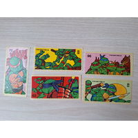 Наклейки вкладыши от жвачки Turtles Ninja Черепашки ниндзя 62 69 72 83 96 - пять штук