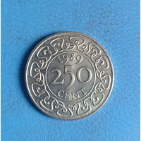 Суринам 250 цент 1989 год