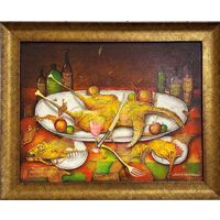 Каталожный Малишевский С.А "Праздничный ужин" или "Натюрморт с уткой",2013г. Холст, масло. Размер 76х61 см. с рамой, без 50х65 см.