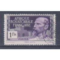 [129] Французские колонии. Французская Экваториальная Африка 1937. Первопроходец. Гашеная марка.