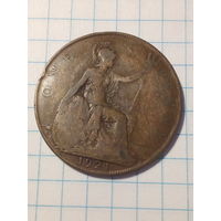 1 пенни Великобритания 1921 год.