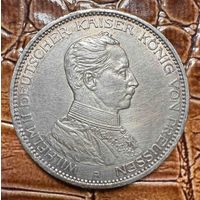 Монета 3 марки 1914 год. Пруссия. Германская Империя.