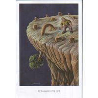 Подписанная открытка Турция 2013г. "Побег ради жизни" худ. Мухиттин Кёроглу