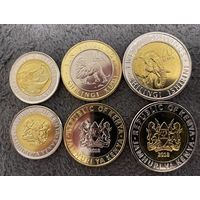 Кения 2018 год 5, 10, 20 шиллингов набор 3 монеты  Слон Лев Носорог UNC