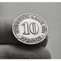 10 пфеннигов 1911г. Вильгельм II (Император Германии), D Мюнхен, лот гер-1,1