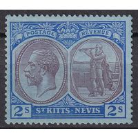 182.BrK. Великобритания. Колонии. Сент Китс и Невис. Георг V. 1921 г.  2Sh. Mi.#49
