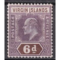 162.BrK. Великобритания. Колонии. Виргинские острова. Эдуард VII. Стандарт. 6P. 1904 г. Mi.#31.