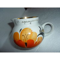Редкий Сливочник Фарфор. ХАЙТА. СССР. Ручная роспись, позолота