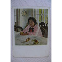 Серов В., Девочка с персиками; 1956, чистая, ДМПК, герб зеленый.