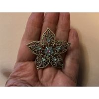 Брошь Снежинка под серебро Германия винтаж