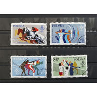 Польша 1980 г. Зимние и летние Олимпийские игры - США Лейк-Плэсид. СССР Москва 1980. Спорт, полная серия из 4 марок #0108-С1P17