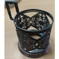 Подстаканник, коллекционный, советский. Мельхиор, скань, КХИ