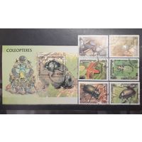 Камбоджа. 2000 год. Фауна. Жуки (блок и 6 марок) (1353)