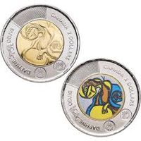 Канада 2 доллара, 2025 набор 2 монеты Посвящение жизни и творчеству Дафны Оджиг UNC