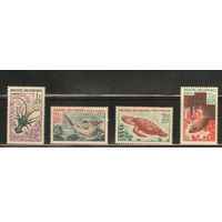 Коморы -1965(Мих.68-71),  ** ,   Морская  Фауна ,  Рыбы, Черепахи, Раки(полная серия)
