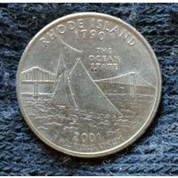 США квотер 1/4 доллара 2008 г "штат Род-Айленд", "Р", KM# 320