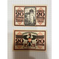 Нотгельд 20 пфеннигов. Германия. Веймарская республика Нордлинген-0201-3