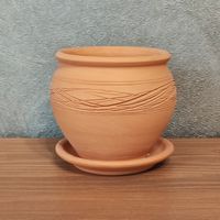 Кашпо/горшок глиняный с подставкой, новый