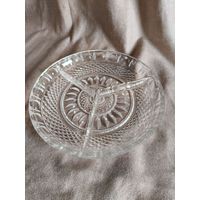 Хрустальная менажница 3 отделения, "мерседес"