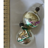 Елочные игрушки СССР рельефный шар Лисичка под деревом