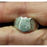 Старинный серебряный перстень с инициалами