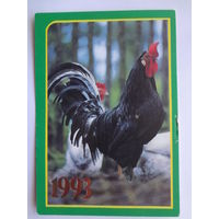 Календарик 1993 г.  Петух и куры.