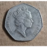 Великовритания 50 пенсов 1997 г.,KM# 940.2, вес = 8 грамм