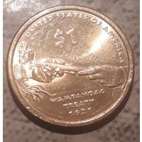 1 доллар США 2011 Договор с Вампаноагами серия "Коренные американцы"