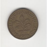 10 пфеннигов Германии (ФРГ) 1991 D Лот 8043