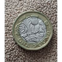 Великобритания 1 фунт, 2017 Елизавета II aUNC