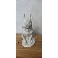 Статуэтка бульдог, белый фарфор ЛФЗ