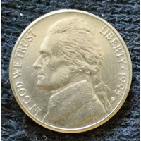 США 5 центов, 1995, Джефферсон Никель, Отметка мд: "P" - Филадельфия, KM# A192