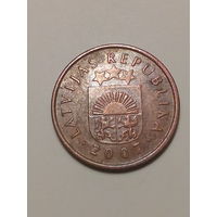 1 сантим Латвия 2007 год.