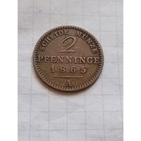 2 пфеннига (1/180 талера) 1865 года