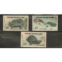 Конго -1982(Мих.890-892),  ** ,   Морская  Фауна ,  Черепахи (полная серия)