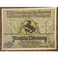 Нодгельд 50 пфеннигов 1921 год. Штутгарт Веймарская республика