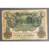 Банкнота 50 марок 1908 год. Германская империя.