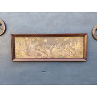 Винтажный Гобелен / Панно в Деревянной Раме, Европа ХХ век.