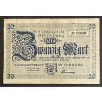Банкнота 20 марок 1918 год. Герцогство Оффенбург. Веймарская республика