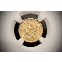 2.5 доллара 1905 г. США, Теодор Рузвельт. NGC MS62