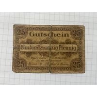 25 пфеннингов (нотгельды) 1921 г. Германия.